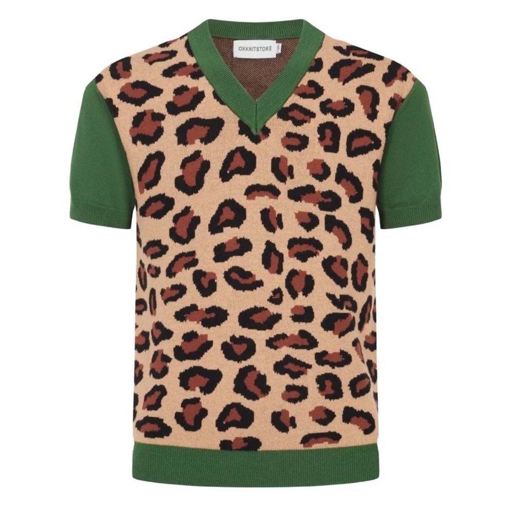 Green & Brown Round Neck Knitted Shirt